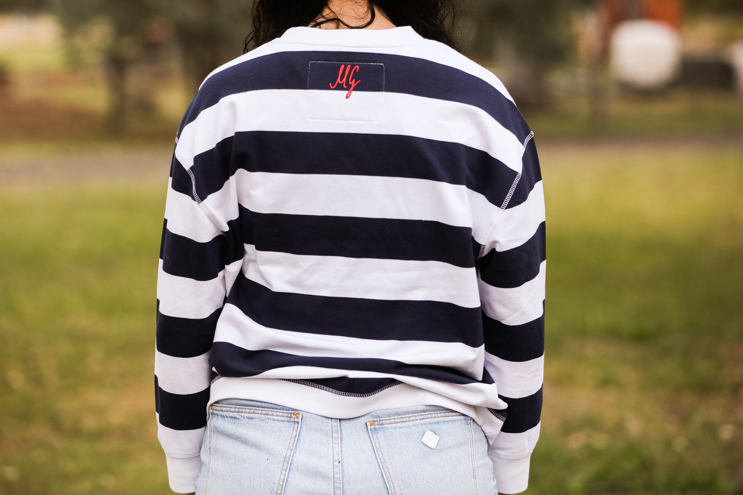 MaryG - (Womens) Crew Neck Sweatshirt (French Navy | White)