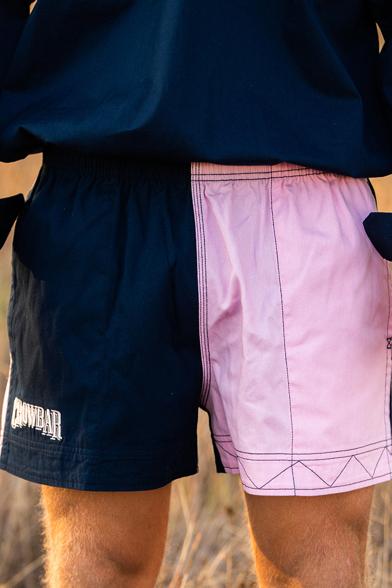 Andy (Mens) Harlequin Drill Short (Navy | Dusty)