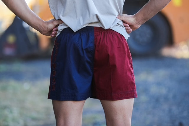 Pauly (Mens) Harlequin Drill Short French Navy | Ochre -  5% Off - Chainsaw Mates Rates