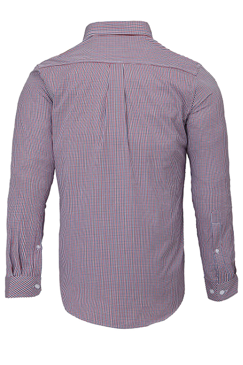 Pilbara (Mens) RMPC008 - Dual Pocket Long Sleeve Shirt (Red/Navy/White Small Check)