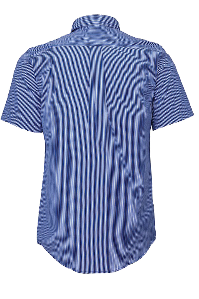 Pilbara (Mens) RMPC010S - Dual Pocket Short Sleeve Shirt (Royal-Blue/White Stripe)