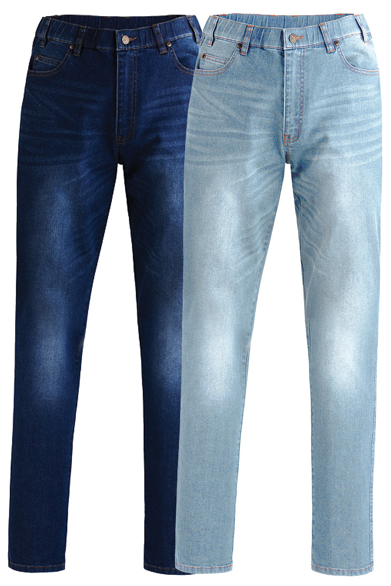 Pilbara (Mens) RMPC016 - Distressed Denim Jeans (Weathered Indigo Denim) - 5% Off - Chainsaw Mates Rates