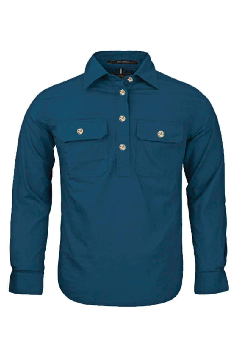 Pilbara (Kids) RM400CF - Closed Front Long Sleeve Shirt (Diesel) - 5% Off - Chainsaw Mates Rates