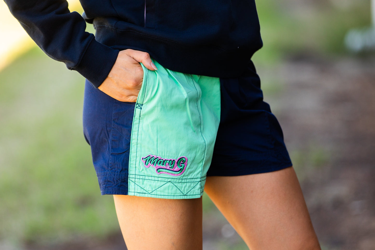 MaryG  Classic Australian Cotton  Spearmint | French Navy | Neon Pink Short