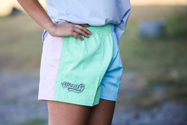 MaryG - Old School Harlequin Spearmint | Sky Blue | Yellow | Pale Pink Short