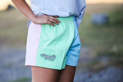 MaryG - Old School Harlequin Spearmint | Sky Blue | Yellow | Pale Pink Short