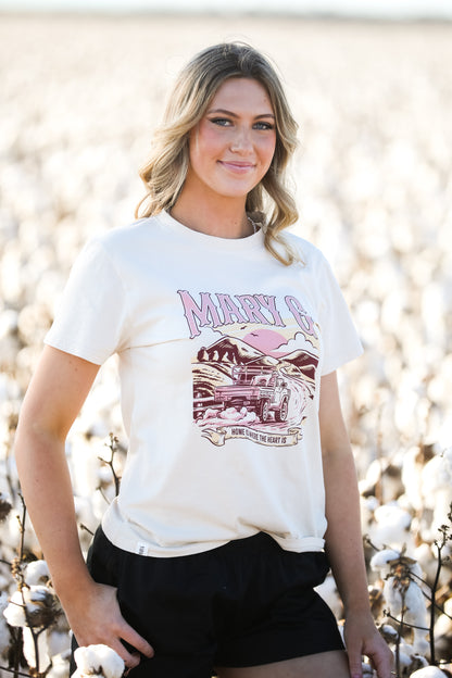 MG Womens Classic Fit T-Shirt - "Home is Where the Heart Is" - Lighter Beige