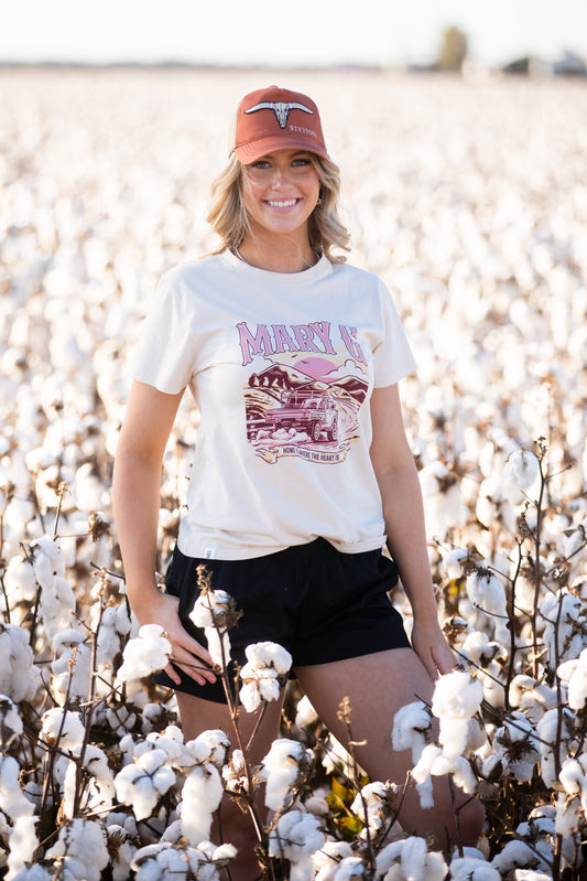 MG Womens Classic Fit T-Shirt - "Home is Where the Heart Is" - Lighter Beige