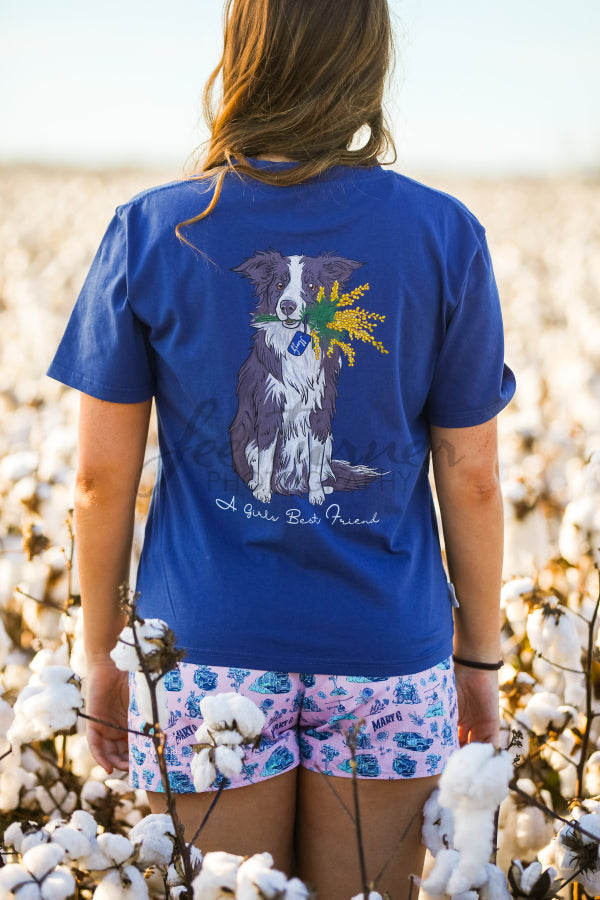 MG Womens T-Shirt - Border Collie - Denim