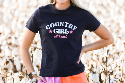 MG Fitted T-Shirt - Country Girl at Heart  - French Navy