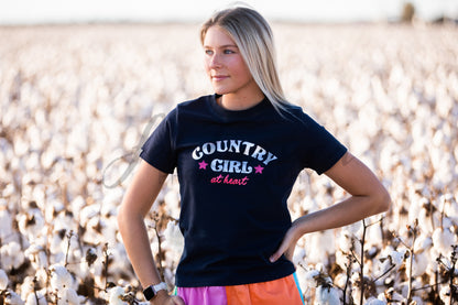 MG Fitted T-Shirt - Country Girl at Heart  - French Navy