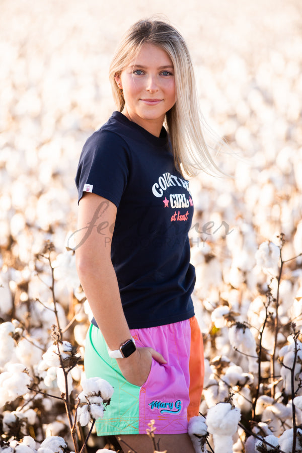 MG Fitted T-Shirt - Country Girl at Heart  - French Navy