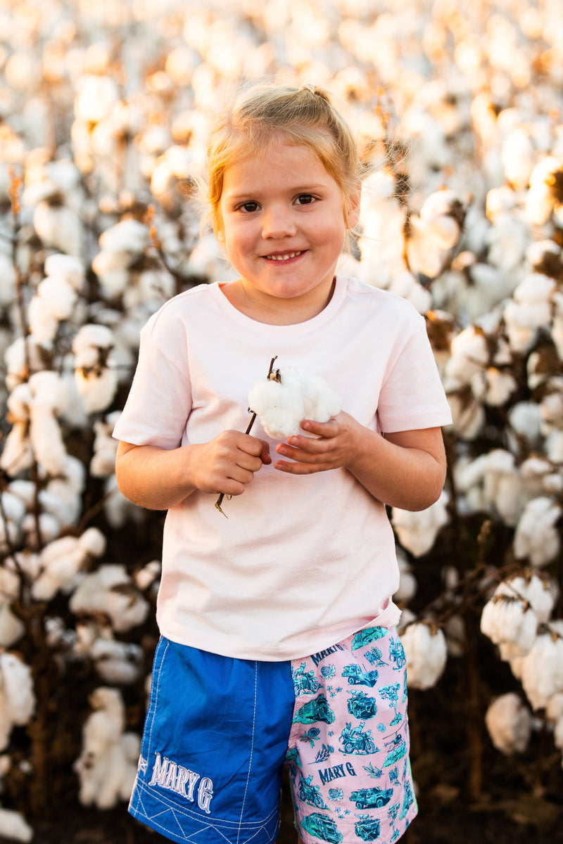 MaryG - Youth - Australian Cotton Old School Harlequin Cobalt Blue | Happy Days | Spearmint | Pale Pink Short