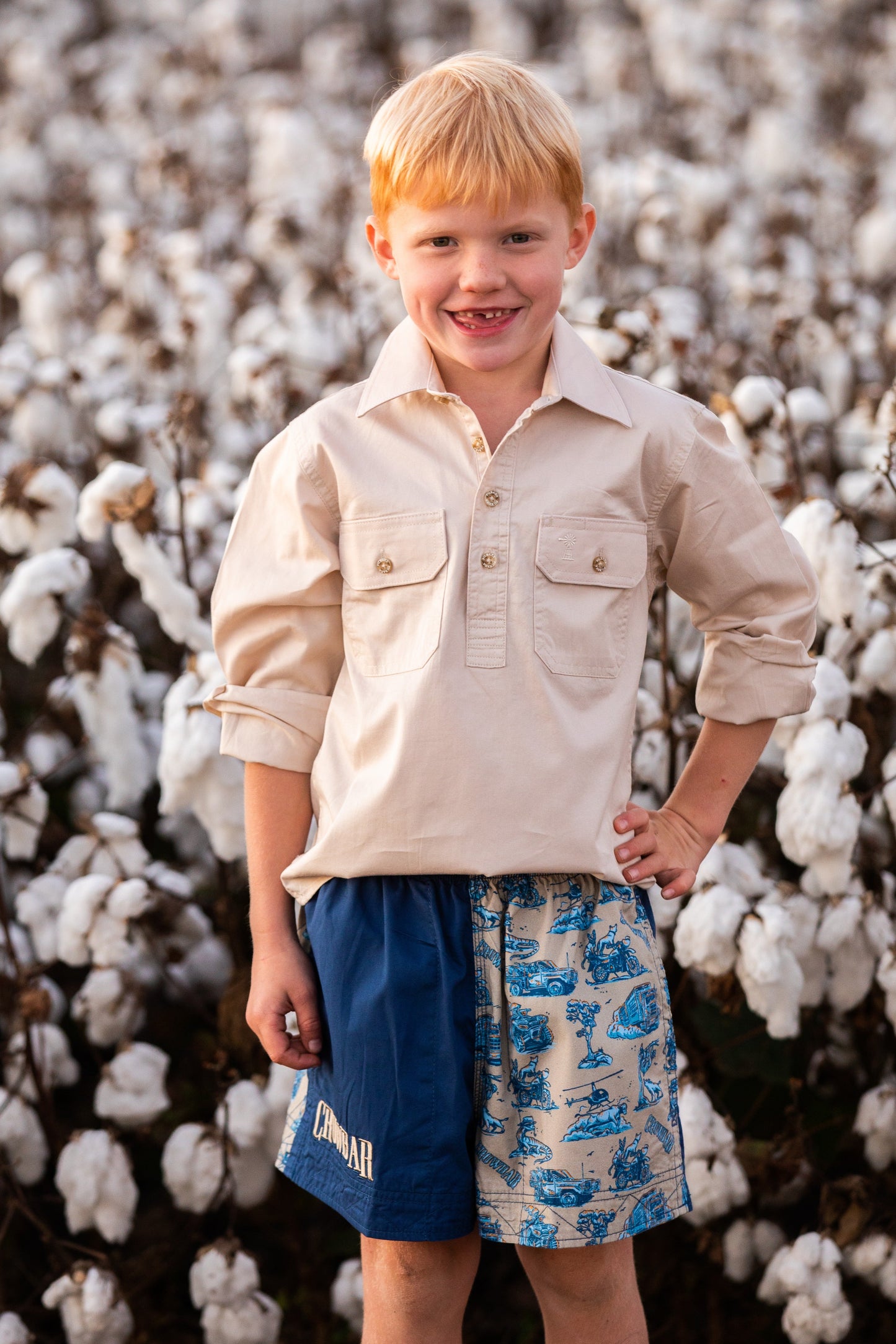 Pauly - Youth Harlequin -Australian Cotton - Denim | Happy Days Short