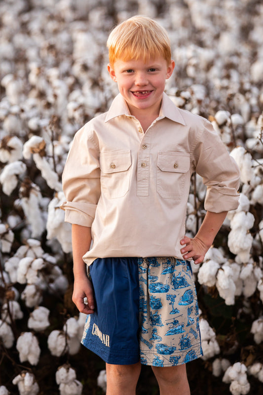 Pauly - Youth Harlequin -Australian Cotton - Denim | Happy Days Short