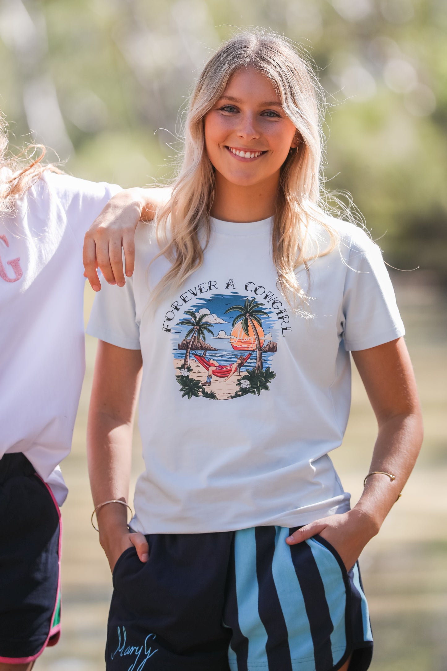 MG Fitted T-Shirt - Forever a Cowgirl - Sky Blue