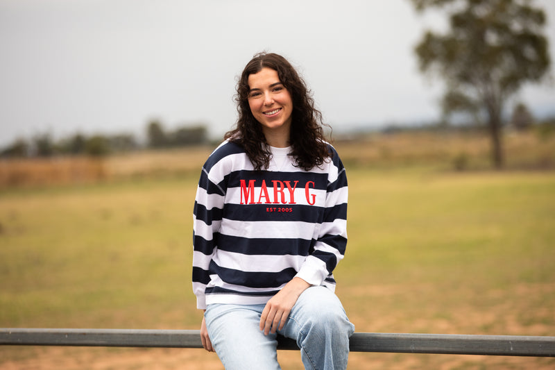 MaryG - (Womens) Crew Neck Sweatshirt (French Navy | White)