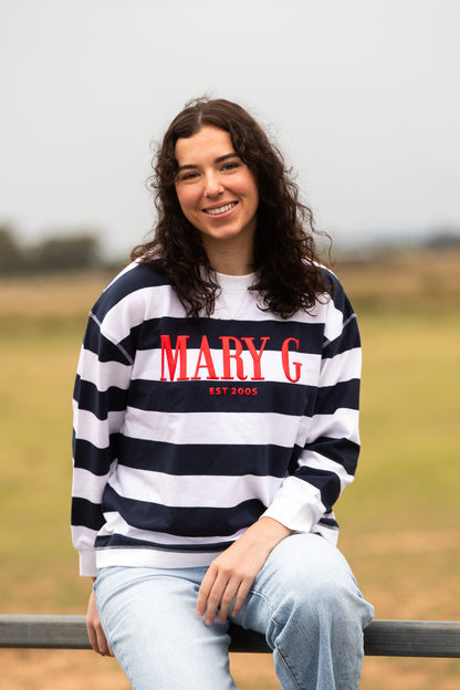 MaryG - (Womens) Crew Neck Sweatshirt (French Navy | White)