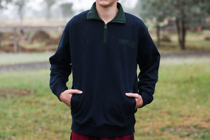 Crowbar 1/2 Zip Closed Jumper - French Navy-Heritage Green