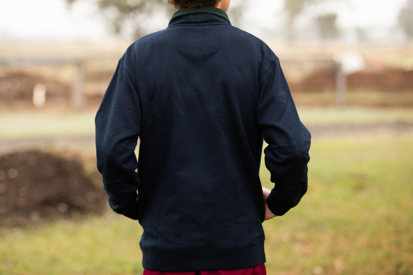 Crowbar 1/2 Zip Closed Jumper - French Navy-Heritage Green