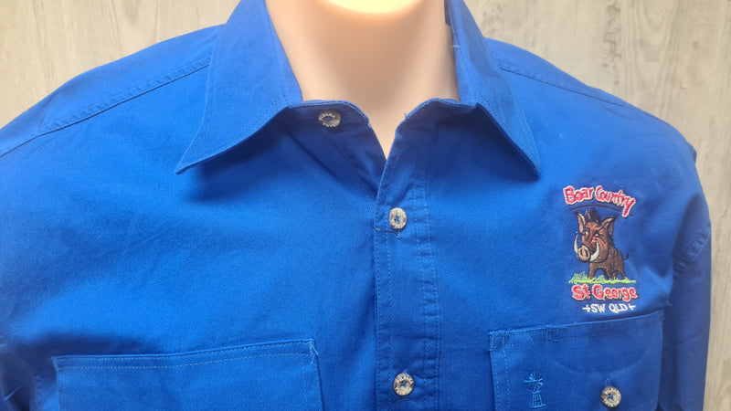 Pilbara Tourist Shirt (Mens) RM200CF - Closed Front Long Sleeve Shirt (Cobalt-Blue | Boar Country) - St George