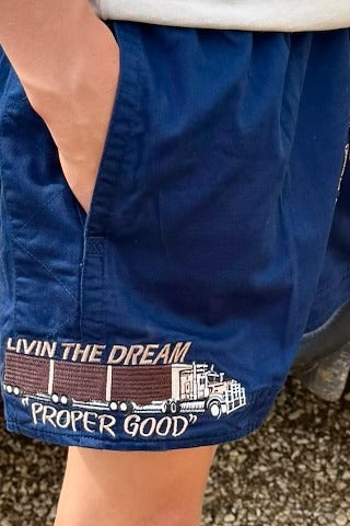 Andy (Mens) Drill Short - Road Train "Proper Good" (French-Navy)