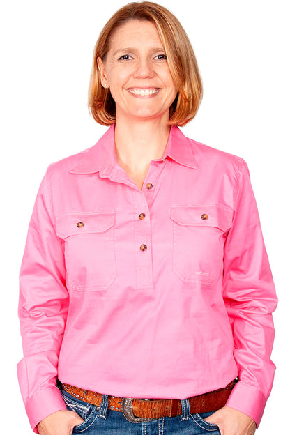 Just Country (Womens) 50505 - Closed Front Long Sleeve Shirt (Rose)