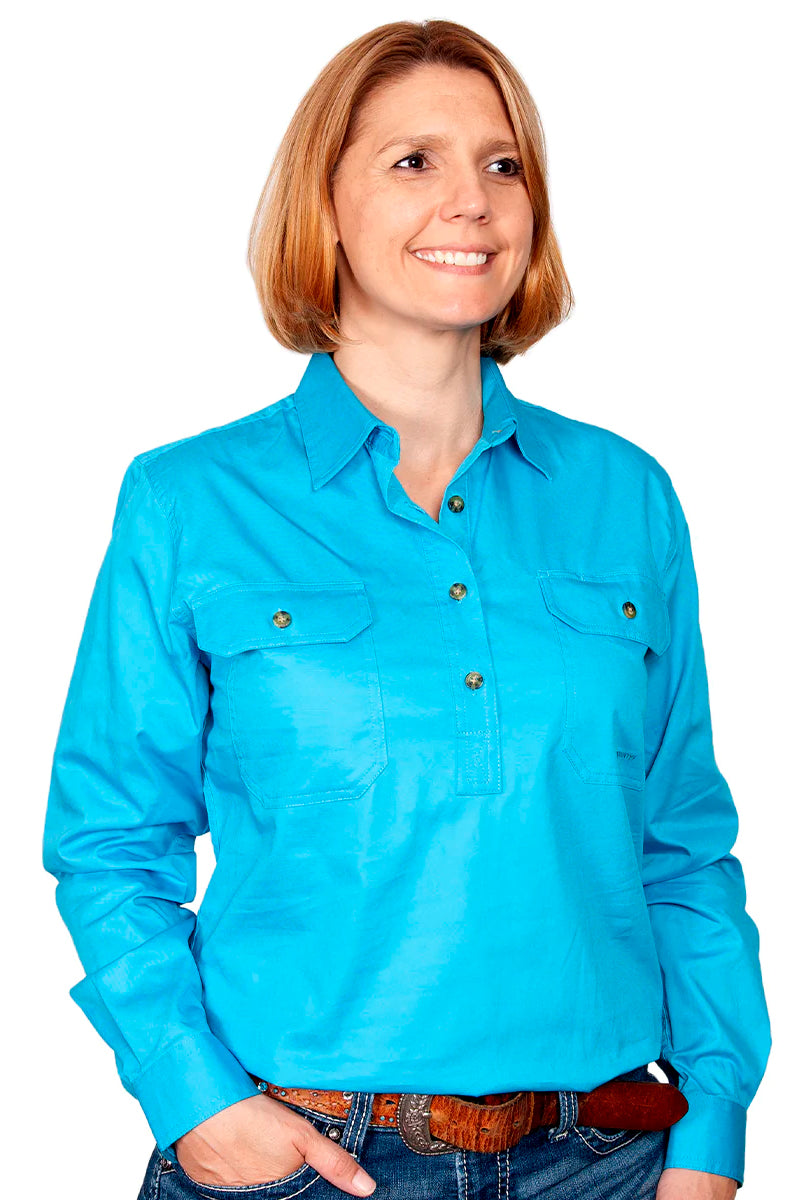 Just Country (Womens) 50505 - Closed Front Long Sleeve Shirt (Sky)