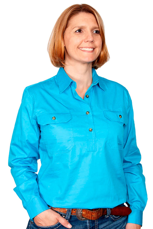 Just Country (Womens) 50505 - Closed Front Long Sleeve Shirt (Sky)