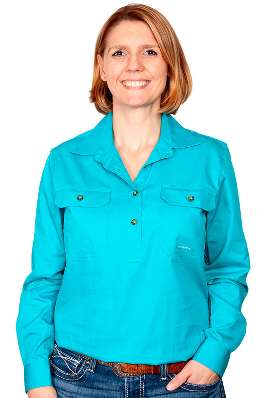 Just Country (Womens) 50505 - Closed Front Long Sleeve Shirt (Turquoise)