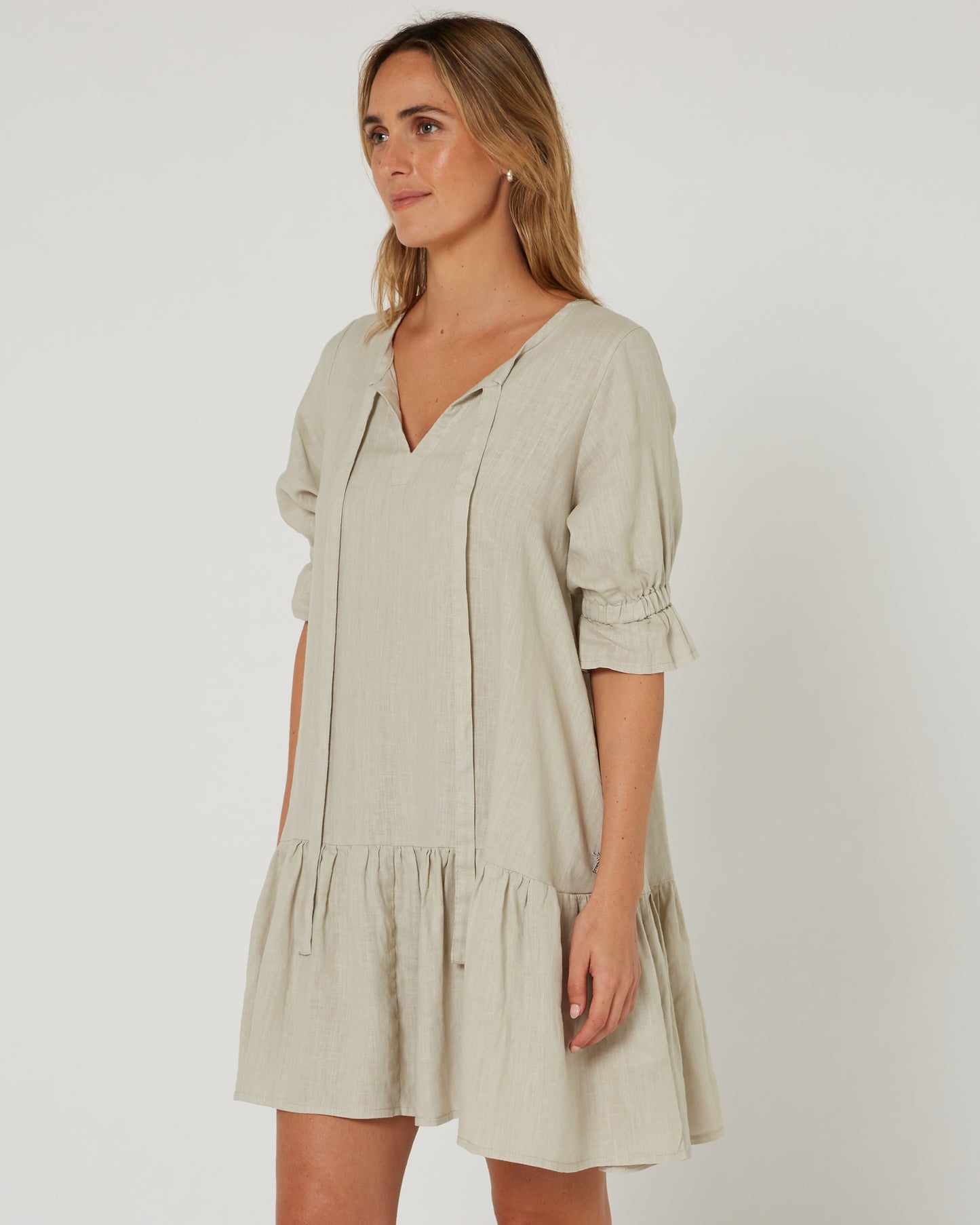 Tilly Linen 3/4 Sleeve Dress
