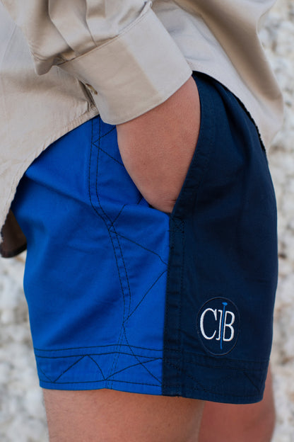 Andy Grown Here (Mens) Harlequin Drill Short (French Navy | Royal Blue)