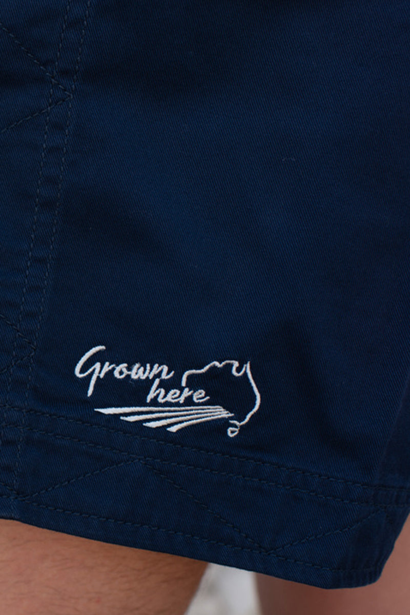 Andy Grown Here (Mens) Harlequin Drill Short (French Navy | Royal Blue)