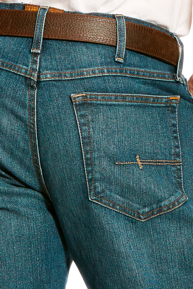 Ariat Rebar M4 (Mens) 10016221 - Low Rise DuraStretch Edge Boot Cut Jeans (Medium Wash)