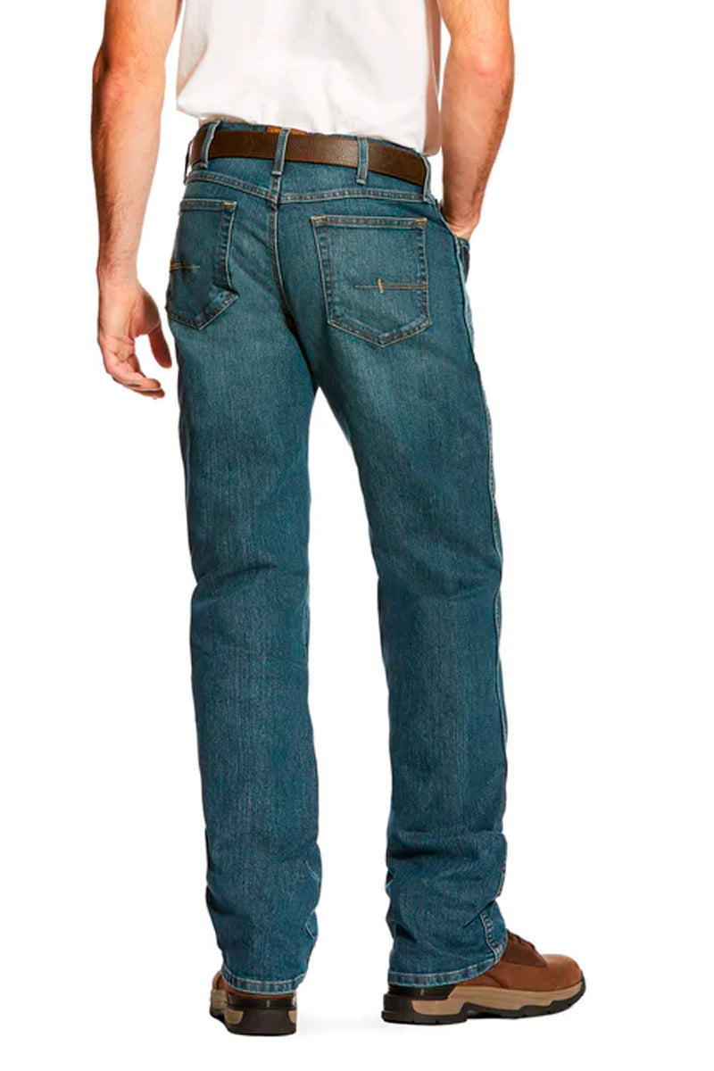 Ariat Rebar M4 (Mens) 10016221 - Low Rise DuraStretch Edge Boot Cut Jeans (Medium Wash)