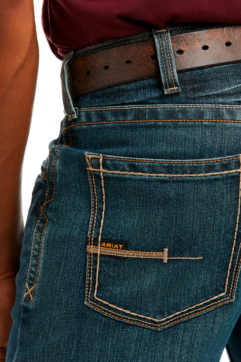 Ariat Rebar M5 (Mens) 10016222 - Slim DuraStretch Edge Stackable Straight Leg Jeans (Dark Wash)