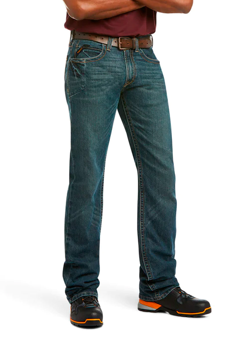 Ariat Rebar M5 (Mens) 10016222 - Slim DuraStretch Edge Stackable Straight Leg Jeans (Dark Wash)