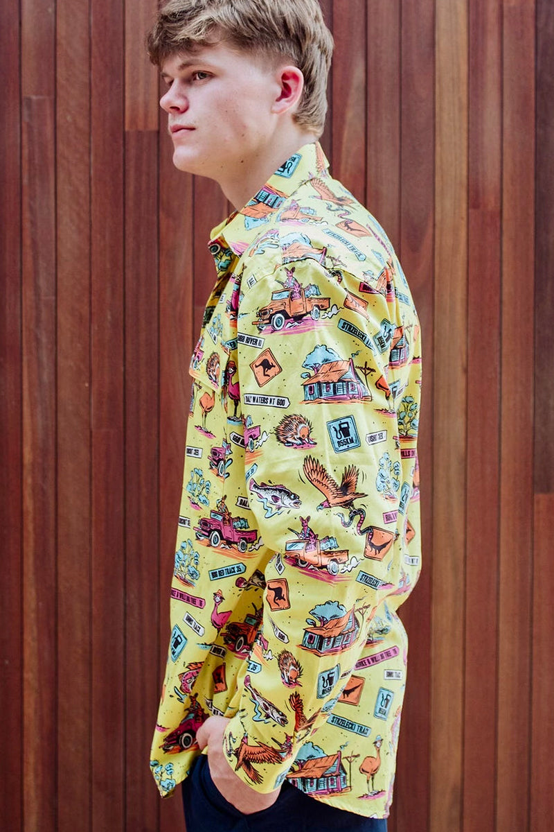 Crowbar Happy Days (Mens) Open Front Long Sleeve Shirt Limited Edition (Happy Days Print)