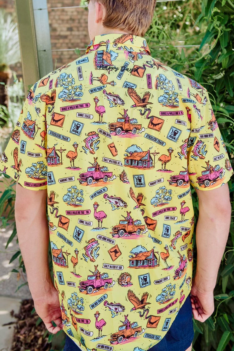 Crowbar Happy Days (Mens) Open Front Short Sleeve Shirt Limited Edition (Happy Days Print)