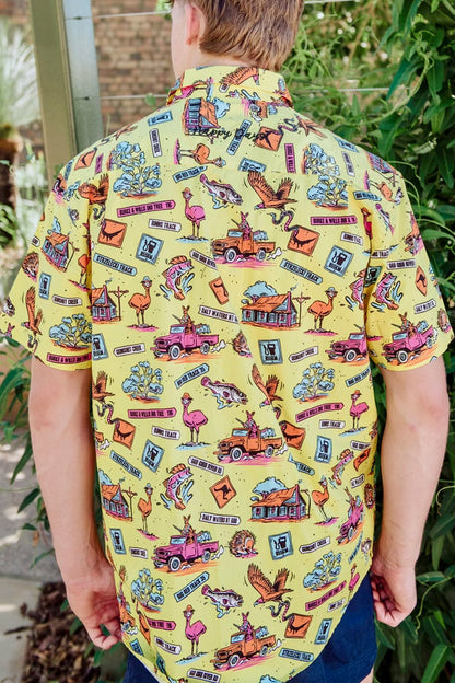 Crowbar Happy Days (Mens) Open Front Short Sleeve Shirt Limited Edition (Happy Days Print)