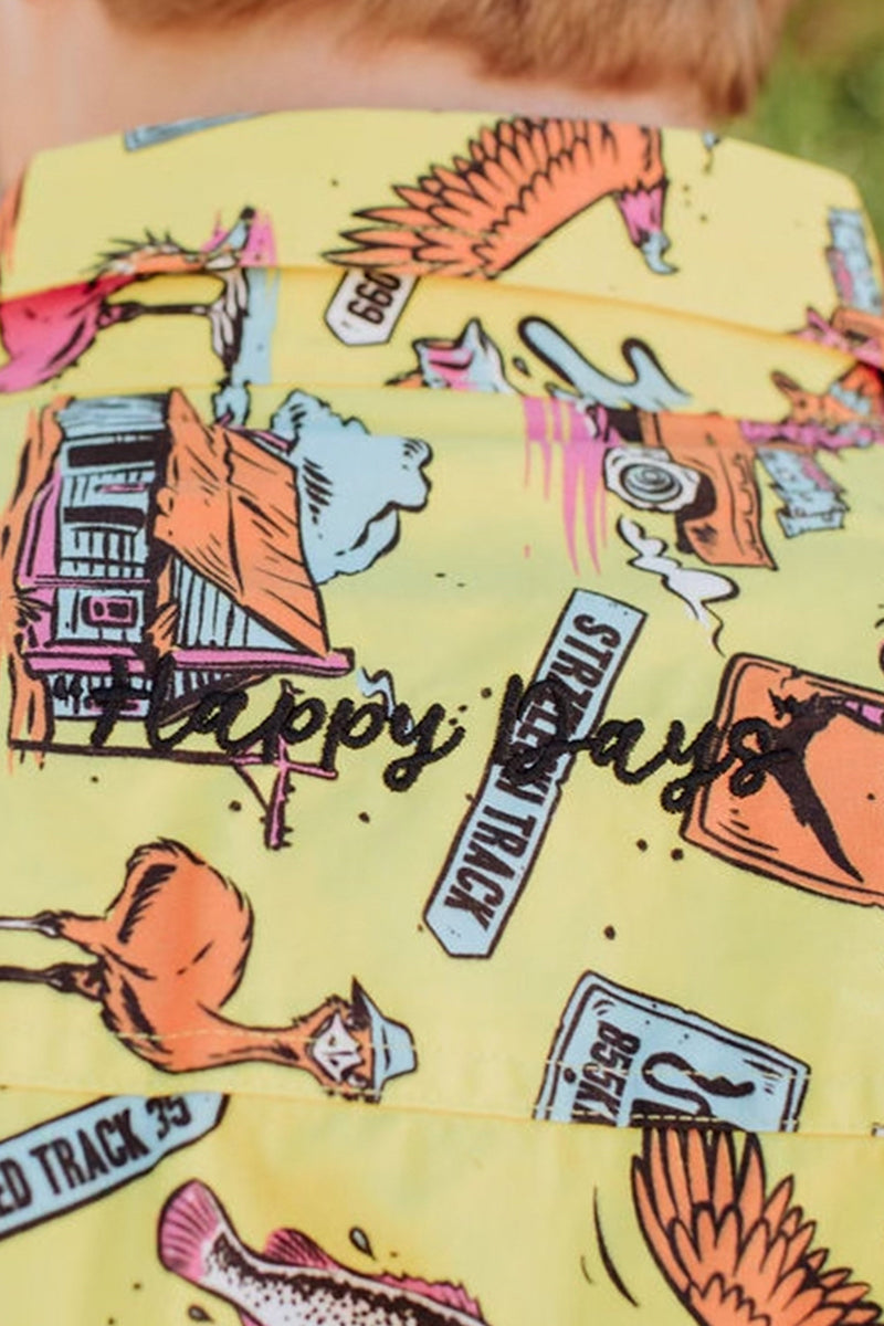 Crowbar Happy Days (Mens) Open Front Short Sleeve Shirt Limited Edition (Happy Days Print)