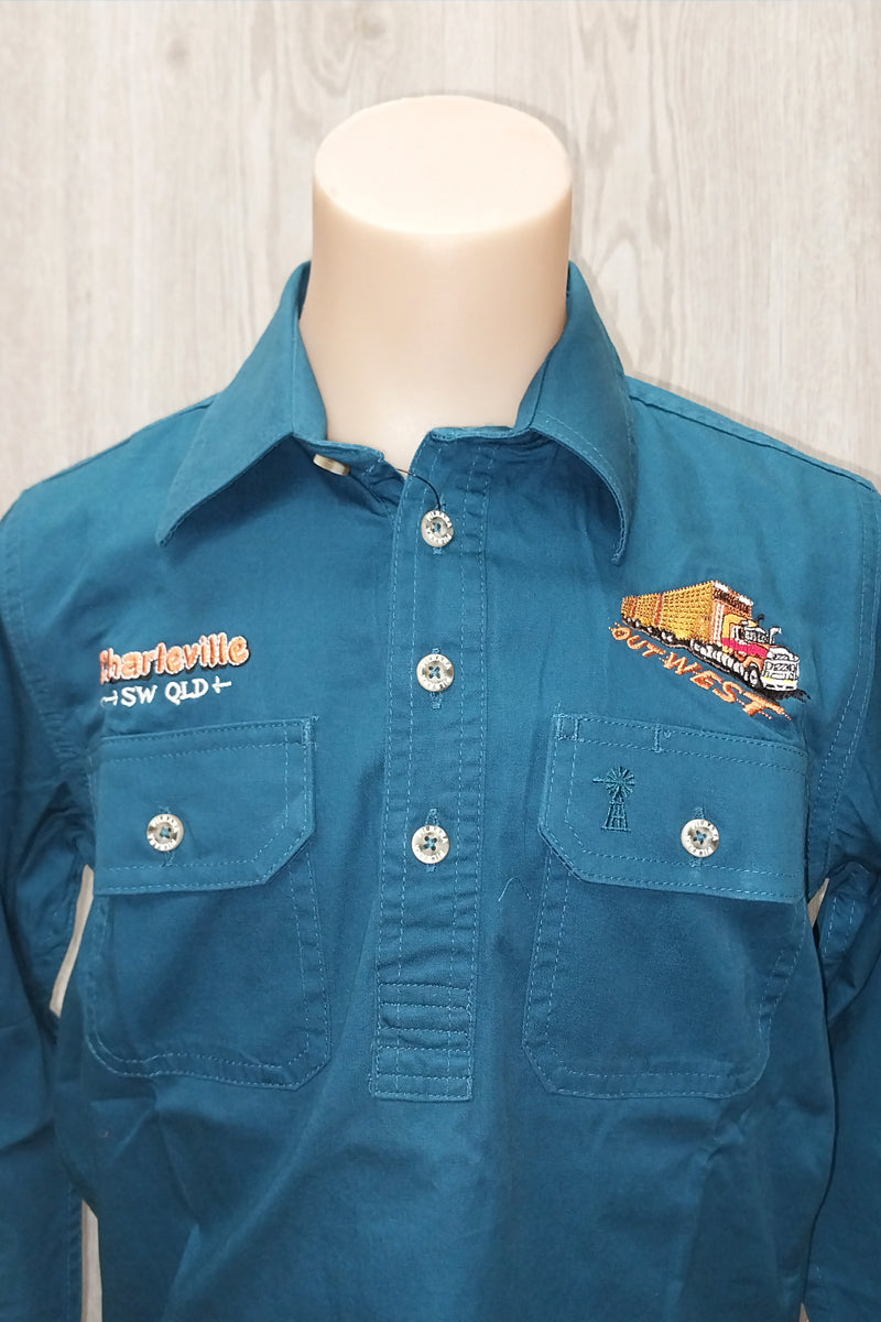 Pilbara Tourist Shirt (Kids) RM400CF - Closed Front Long Sleeve Shirt (Diesel | Out West Road Train) - Charleville