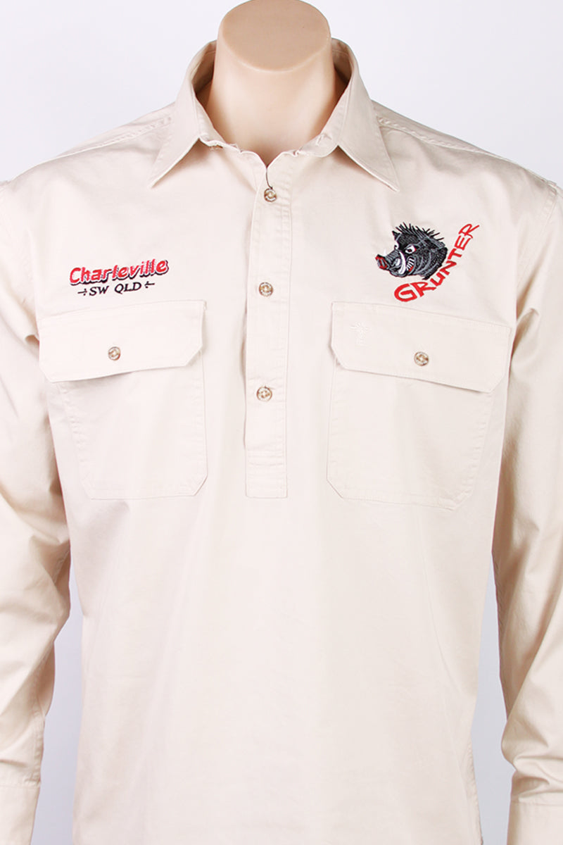 Pilbara Tourist Shirt (Mens) RM200CF - Closed Front Long Sleeve Shirt (Stone | Grunter) - Charleville