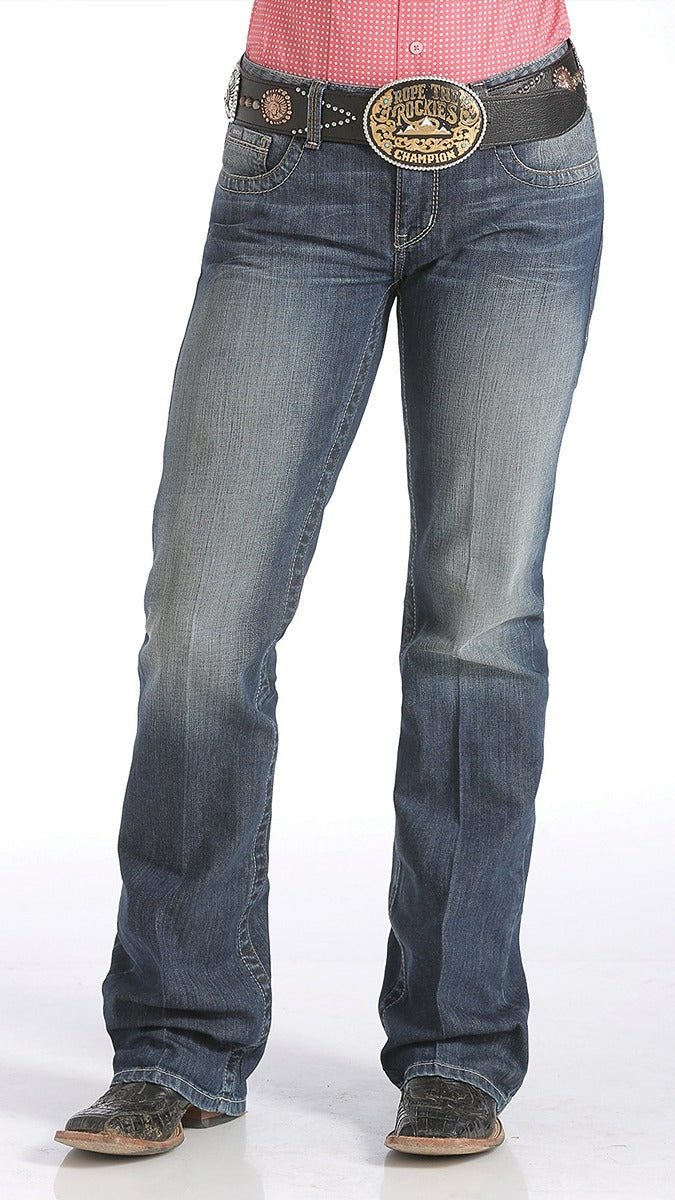 "Ada" MJ80252071 - Mid Rise Relaxed Fit Boot Cut Jeans