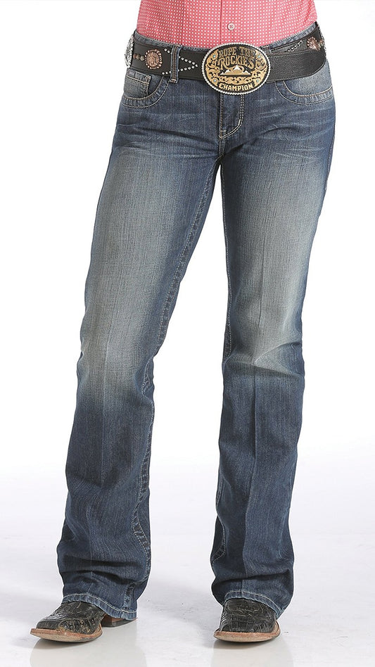 "Ada" MJ80252071 - Mid Rise Relaxed Fit Boot Cut Jeans