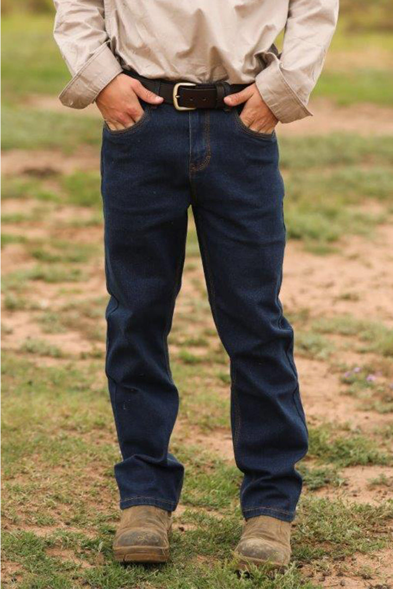 Crowbar 222 (Mens) 14oz Stretch Regular Fit Jeans (Dark Wash)