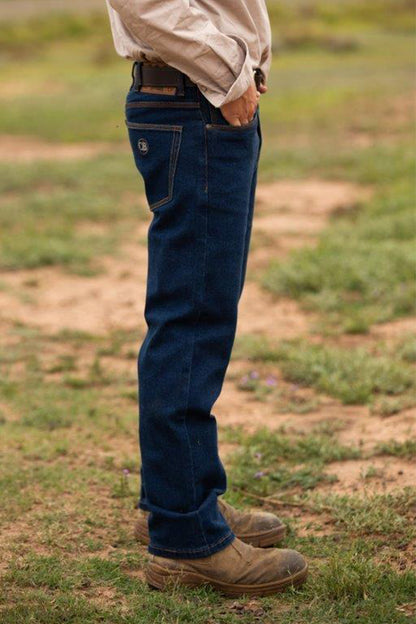 Crowbar 222 (Mens) 14oz Stretch Regular Fit Jeans (Dark Wash)