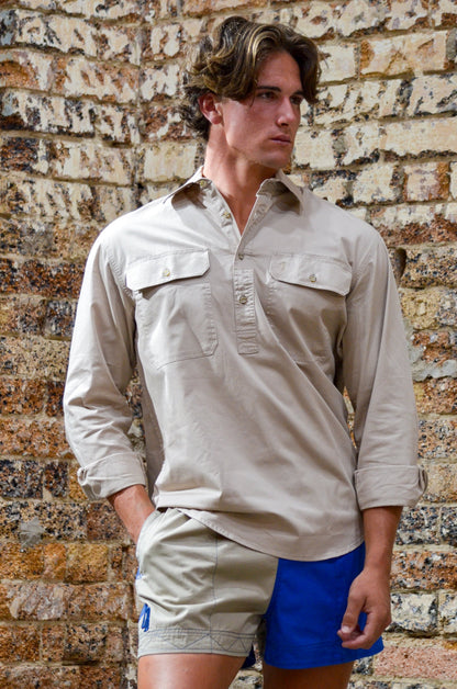 Pauly Short Australian Cotton  Beige | Cobalt Blue | Denim Harlequin AUSPHBCD