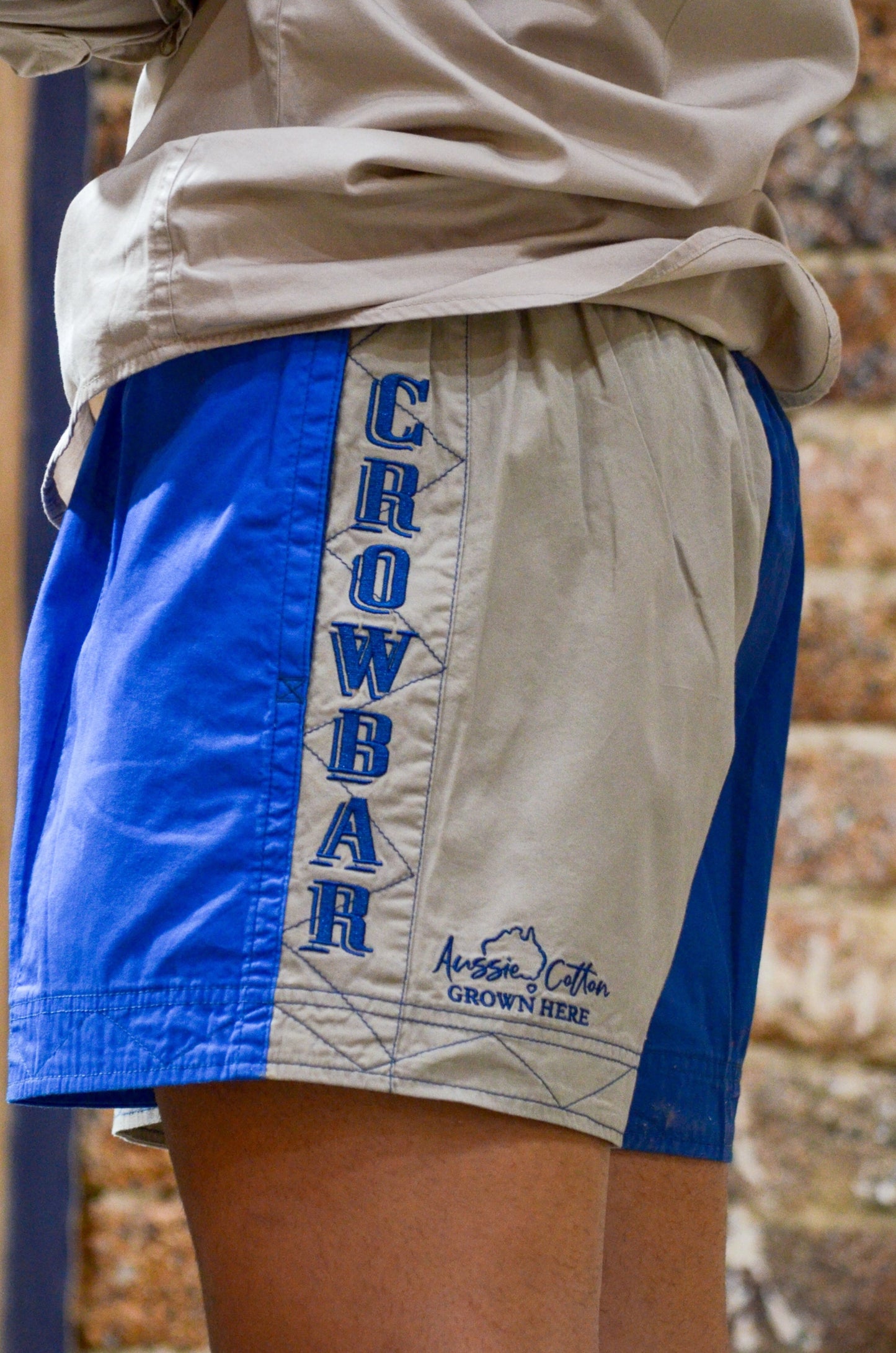 Pauly Youth Short Australian Cotton Beige | Cobalt Blue | Denim Harlequin AUSPHBCD
