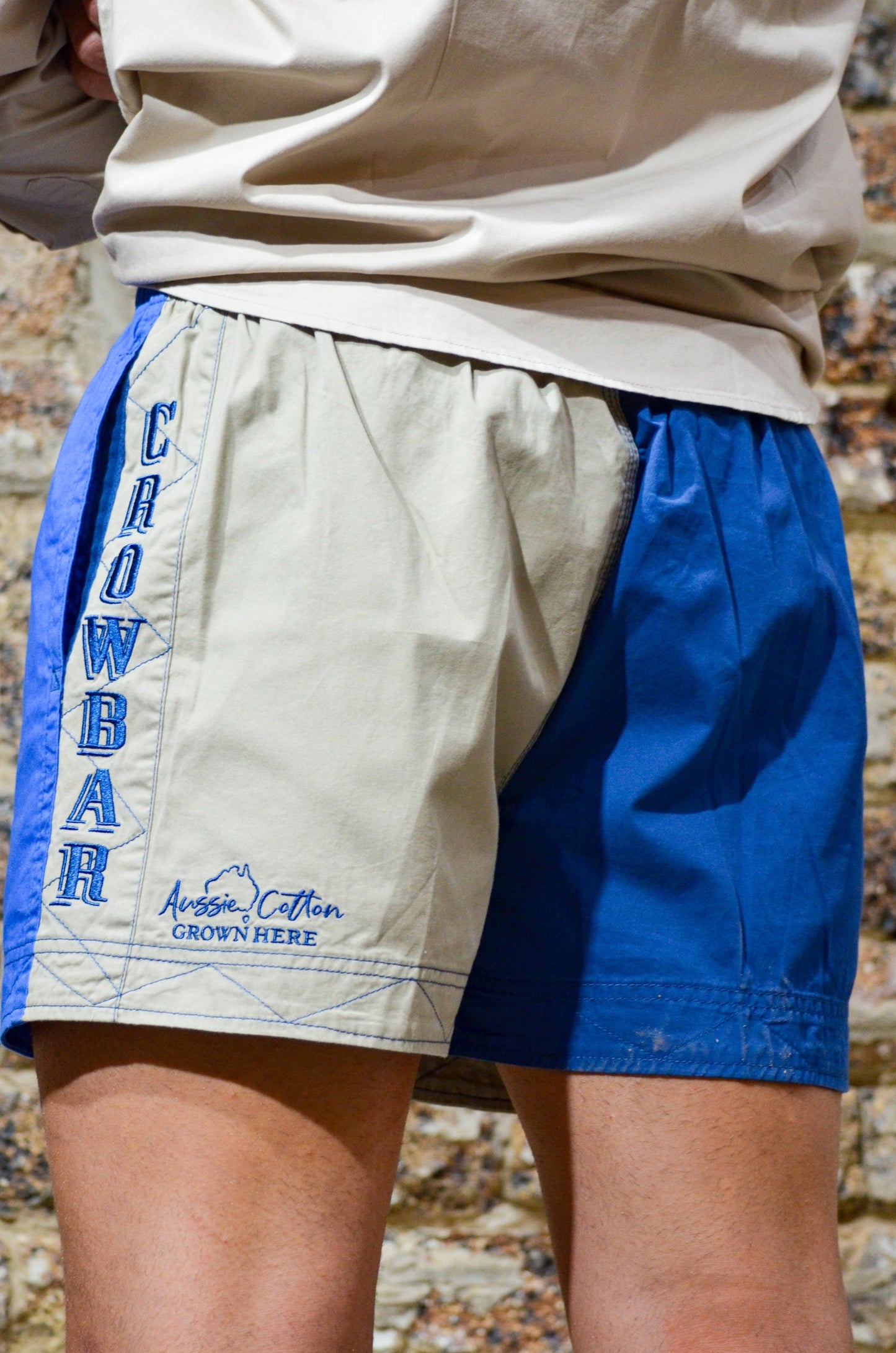 Pauly Short Australian Cotton  Beige | Cobalt Blue | Denim Harlequin AUSPHBCD